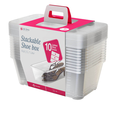 10-Pk Life Story 5.7L Storage Stacking Container, Clear (Open Box) (2 Pack)