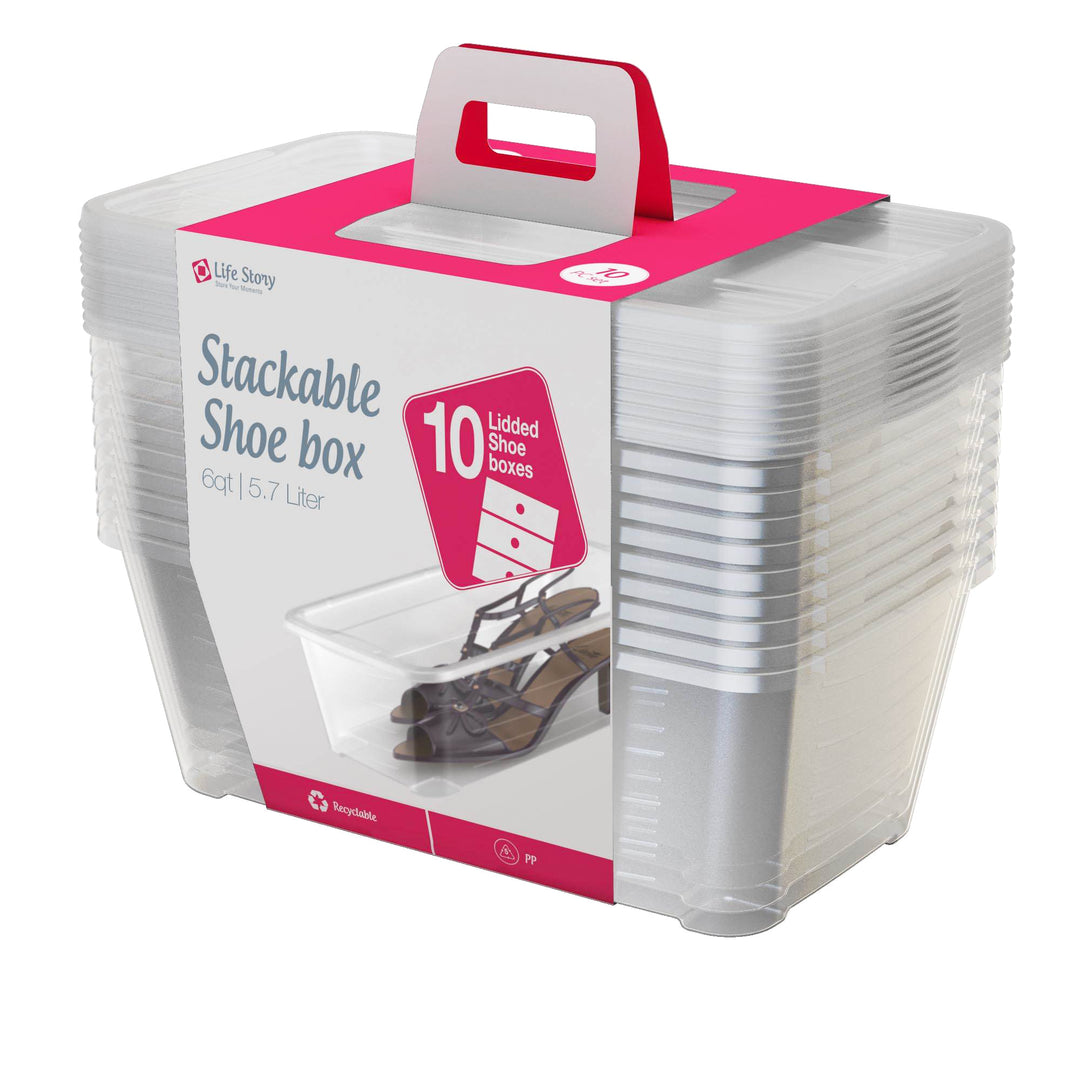 10-Pk Life Story 5.7L Shoe & Closet Storage Stacking Container (Open Box)