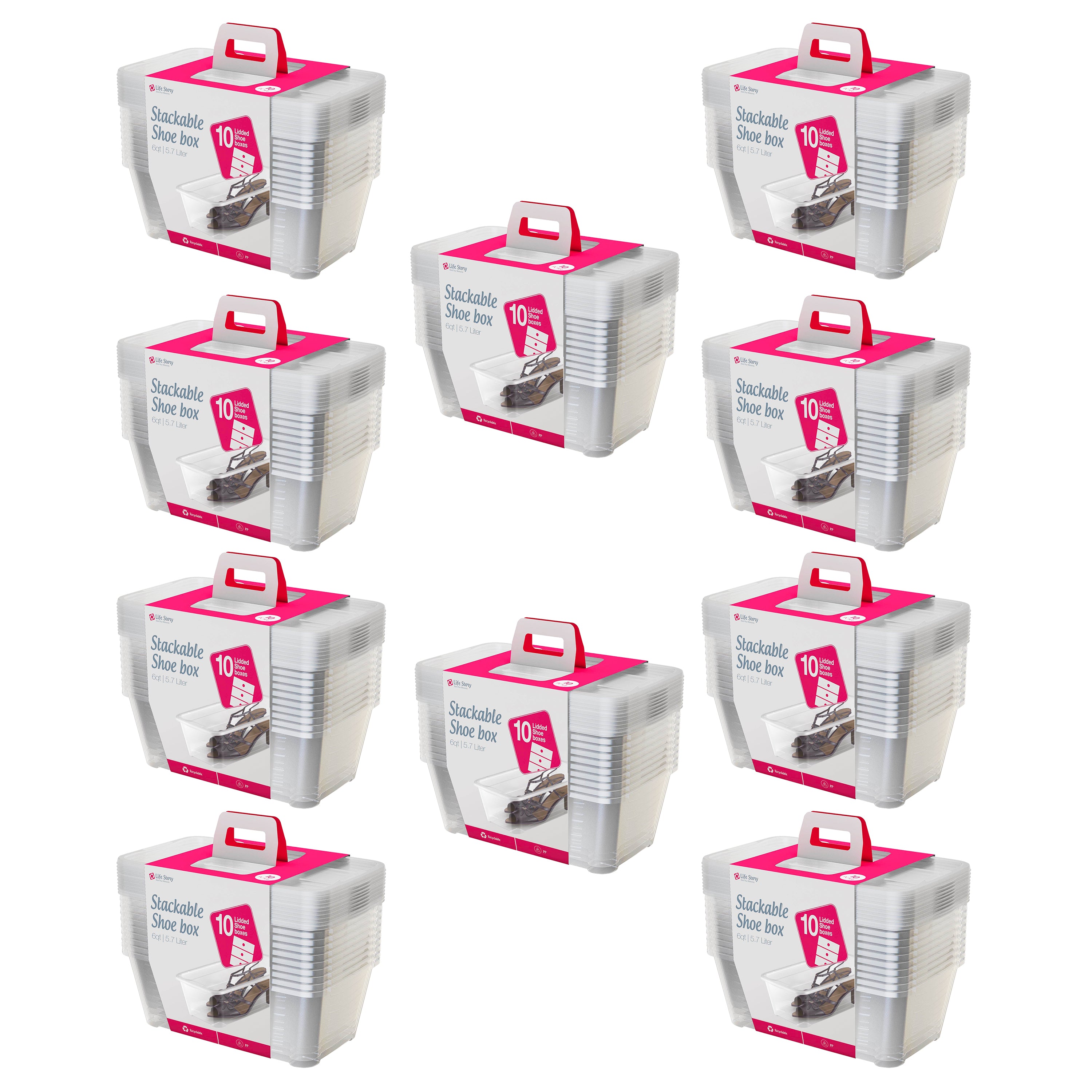 Life Story 5.7-Liter Clear Shoe & Closet Storage Box Container (10 Pack)