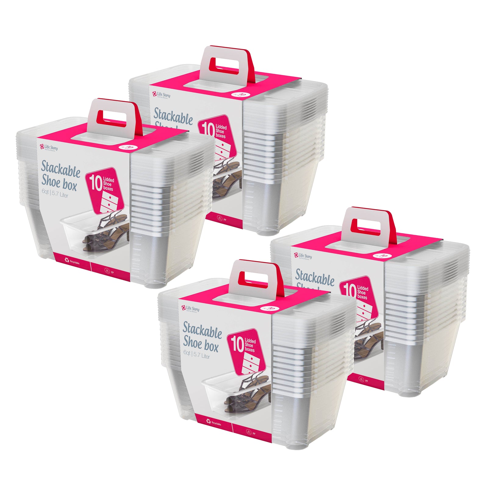 Life Story 6L Shoe and Closet Storage Box Stacking Containers, Clear (40 Pack) - VMInnovations