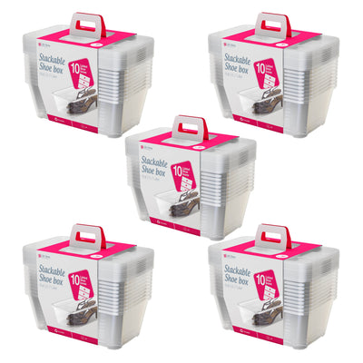 Life Story 6L Shoe and Closet Storage Box Stacking Containers, Clear (50 Pack) - VMInnovations