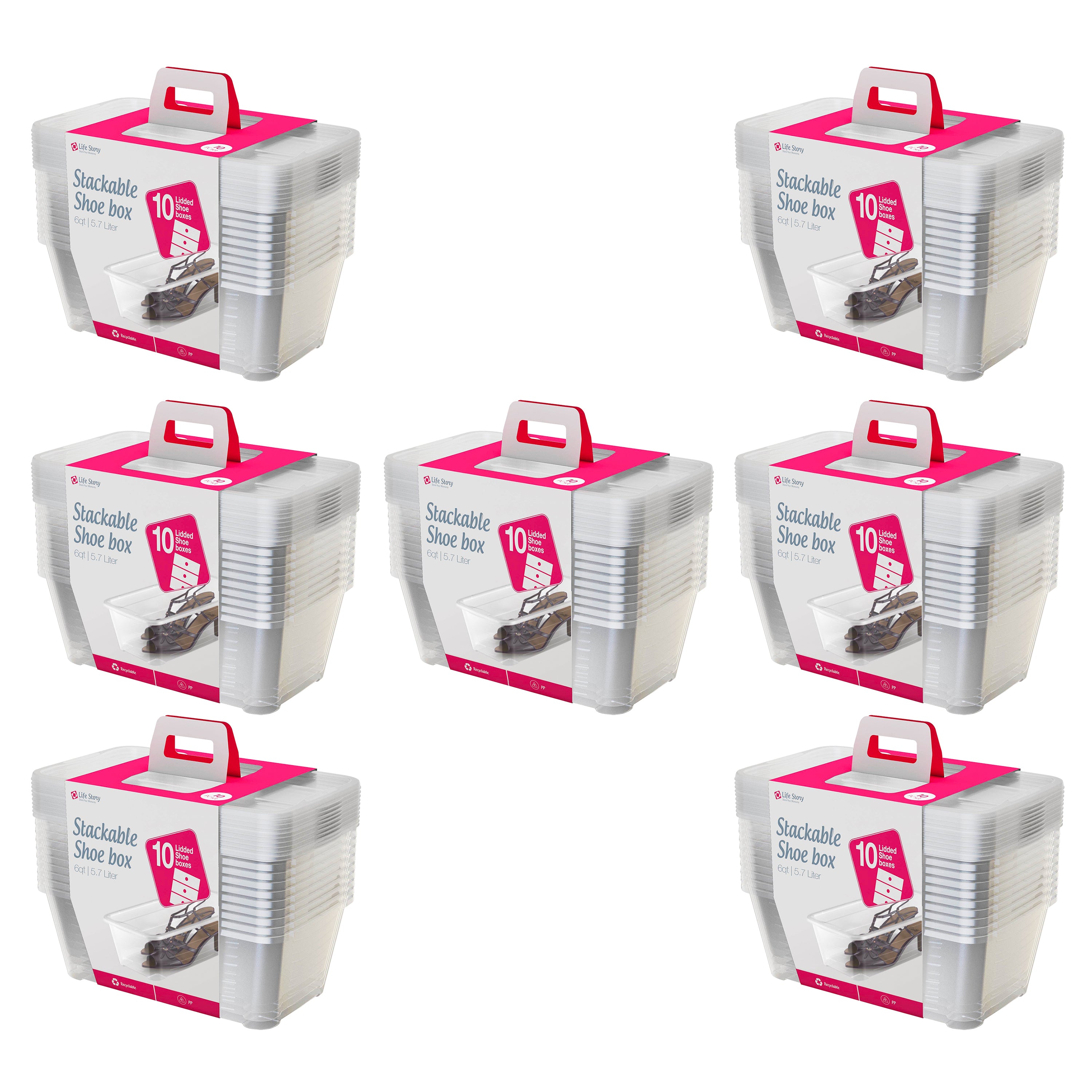 Life Story 6 Quart Clear Shoe Storage Container with Lid, 10 Pack (7 Pack) - VMInnovations