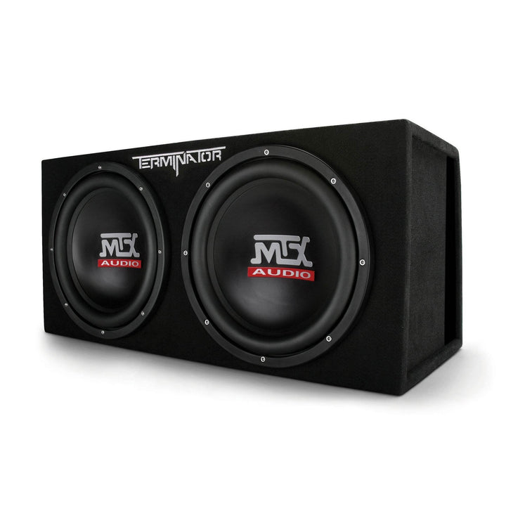 MTX TNE212DV 12" 2000W Dual Loaded Car Subwoofers, Box, Boss 2000W Amp & Kit