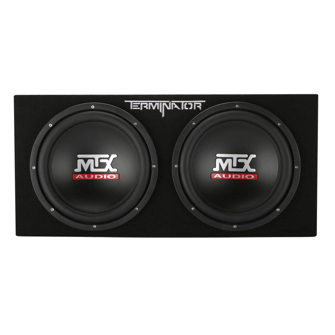 MTX TNE212DV 12" 2000W Dual Loaded Car Subwoofers, Box, Boss 2000W Amp & Kit