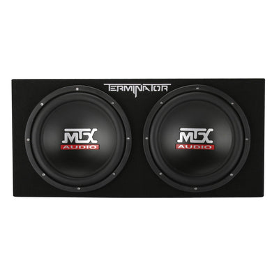 MTX TNE212DV 12" 2000W Dual Loaded Car Subwoofers, Box, Boss 2000W Amp & Kit - VMInnovations