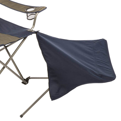 Kamp Rite Folding Camp Chair w/ 2 Cupholders and Detachable Footrest, Navy/Tan - VMInnovations