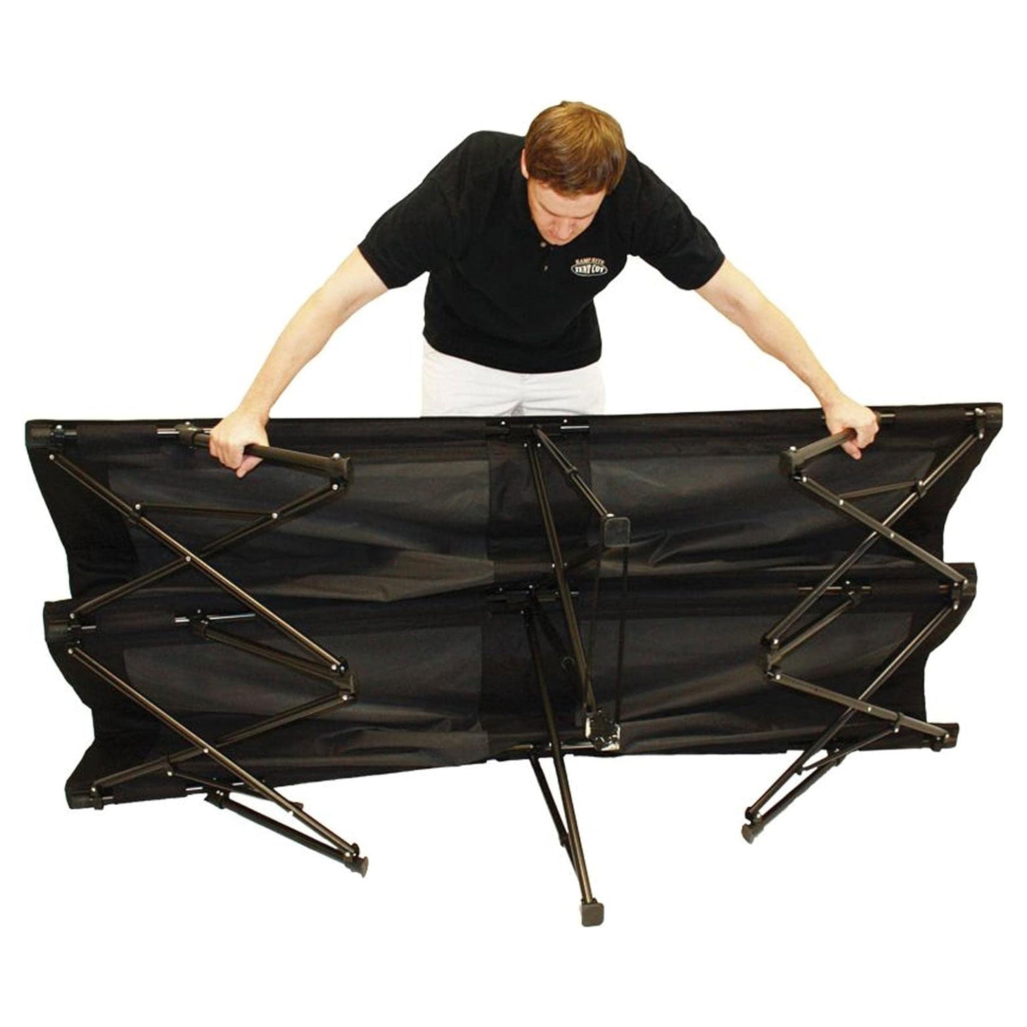 Kamp-Rite Double Kwik Cot Quick Setup 2 Person Sleeping Bed w/ Carry Bag, Black - VMInnovations