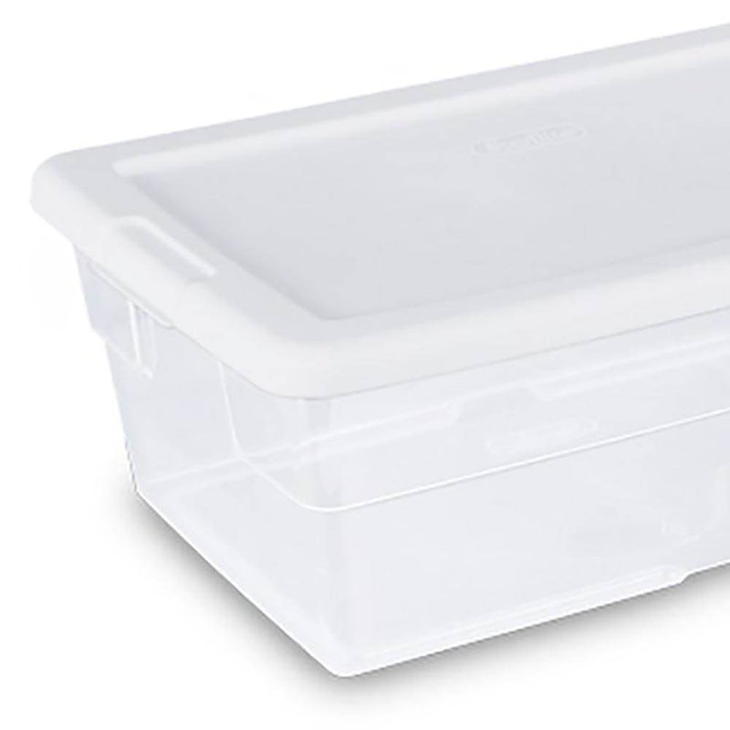 Sterilite 6 Quart Clear Closet Storage Tote Container with White Lid, 36 Pack