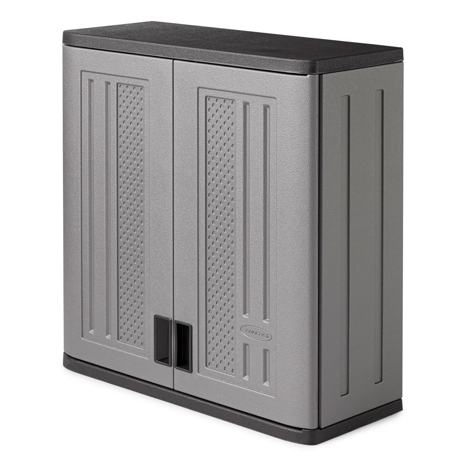 Suncast 4 Cubic Feet Resin Single Shelf Garage Wall Storage Cabinet, Platinum - VMInnovations