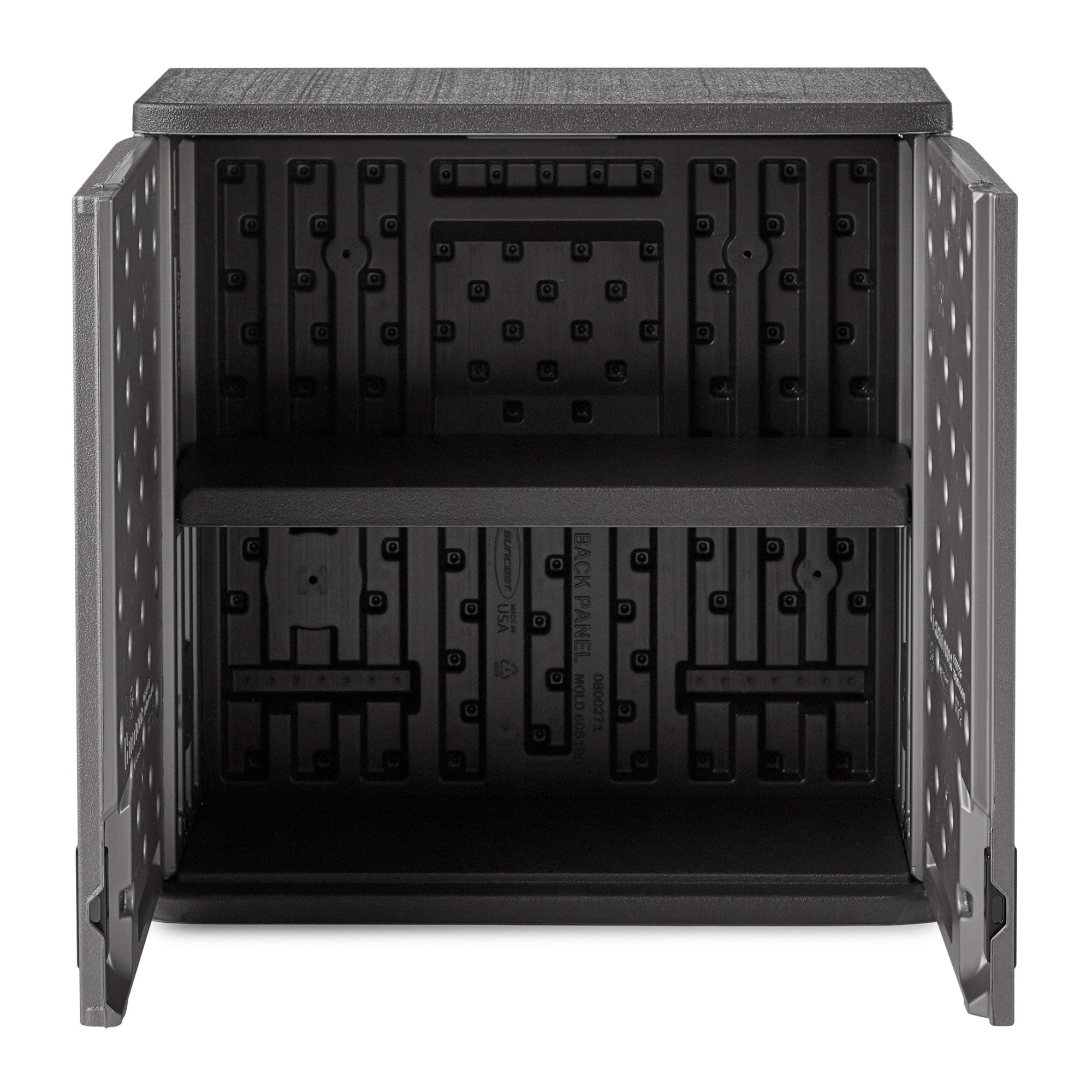 Suncast 4 Cubic Feet Resin Single Shelf Garage Wall Storage Cabinet, Platinum - VMInnovations