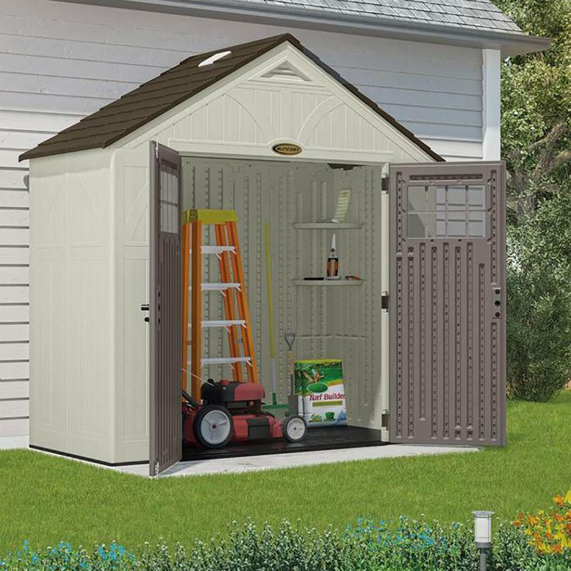 Suncast Tremont 8' x 4' Resin Outdoor Patio and Garden Backyard Storage Shed - VMInnovations