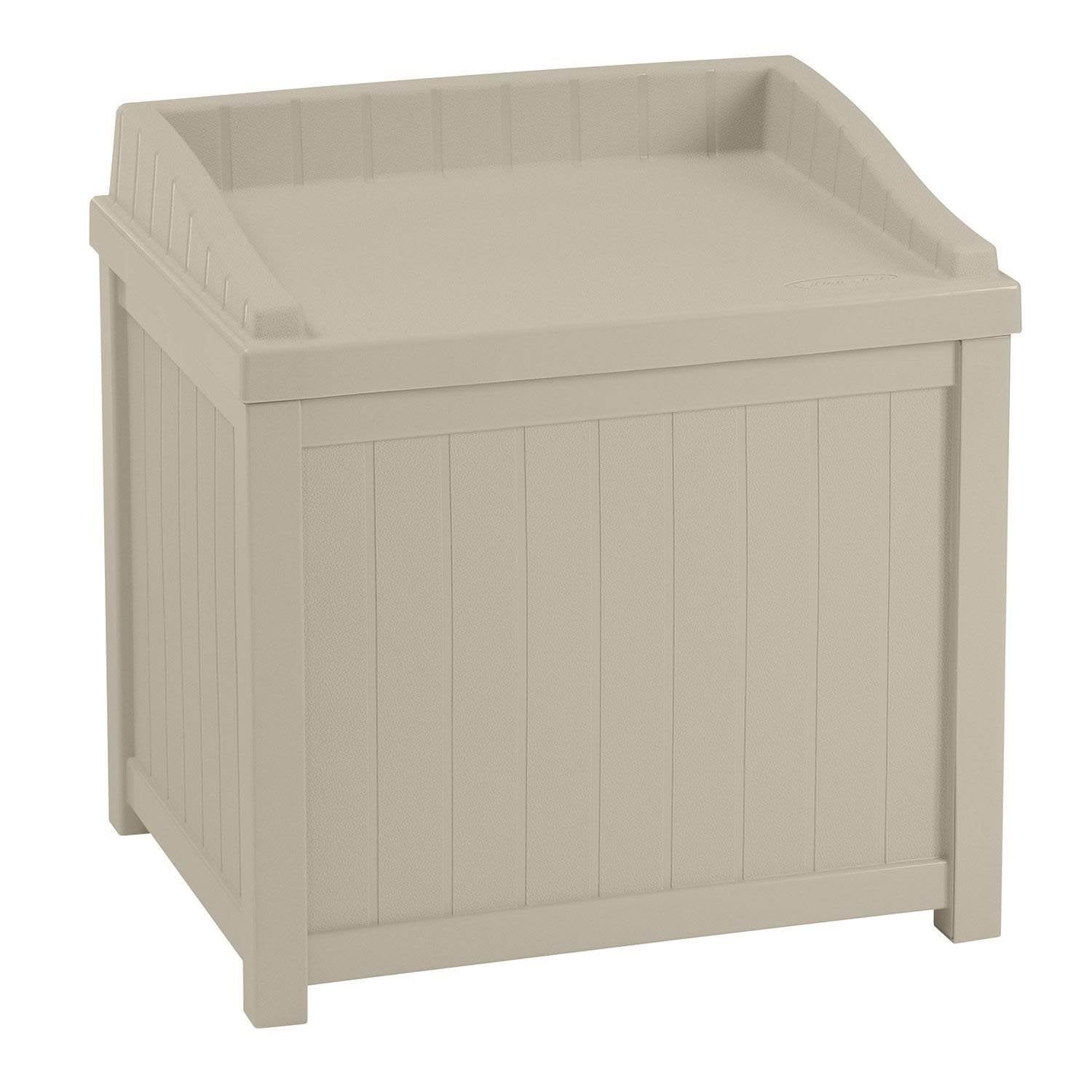 Suncast 22 Gal Outdoor Storage Resin Patio Deck Box w/ Seat, Taupe (Open Box)