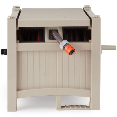 Suncast 100' Slide Trak Stationary Resin Garden Hose Reel w/Hose | Open Box