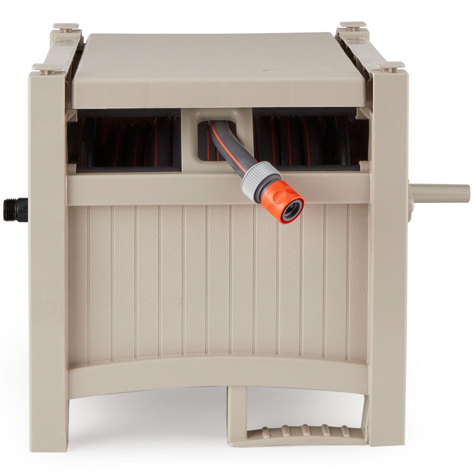 Suncast 100' Slide Trak Resin Garden Hose Reel Hideaway with Hose (Used)