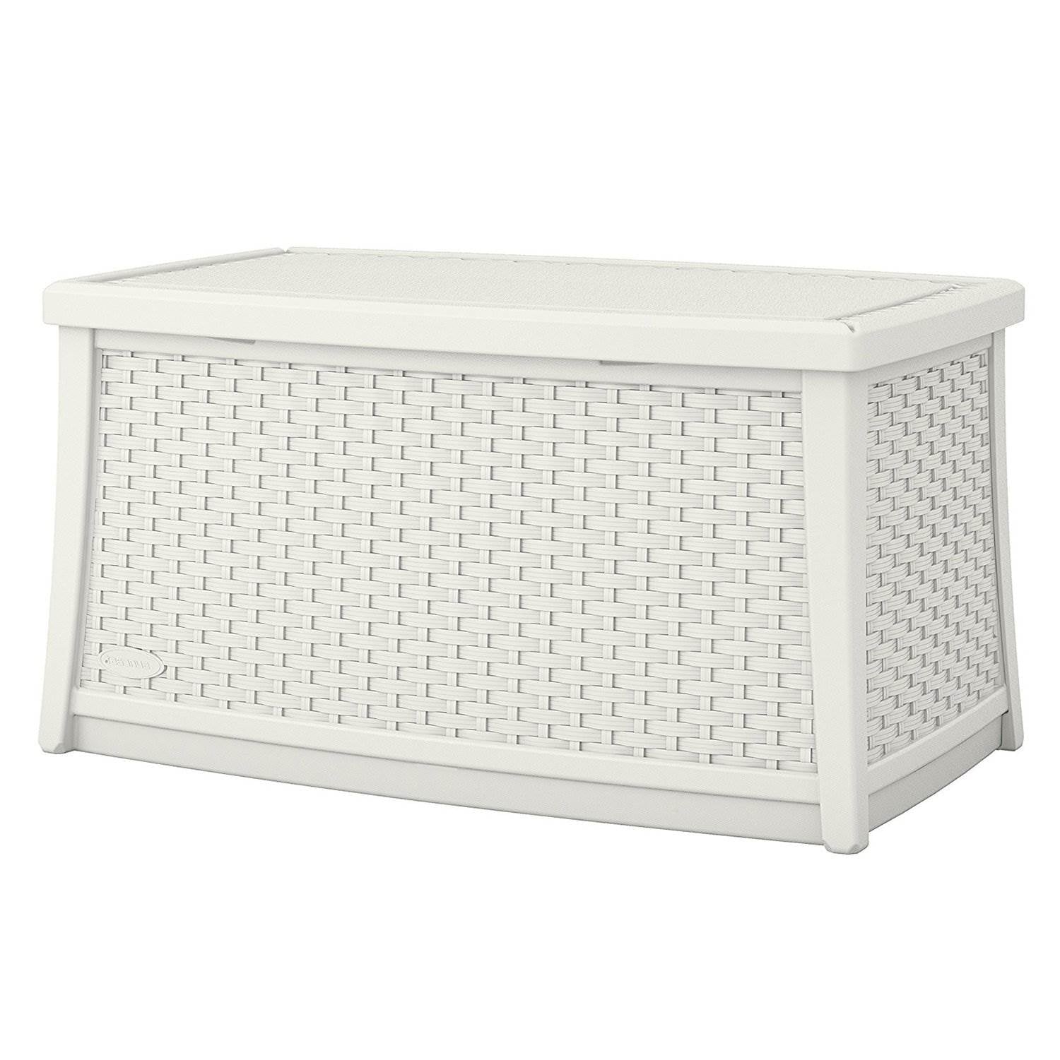 Suncast Elements 30 Gallon Outdoor Wicker Coffee Table, White | Open Box