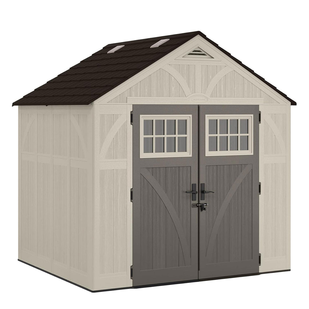 Suncast Tremont 8 ft. x 7 ft. Heavy Duty Resin Storage Shed w/Windows, Vanilla
