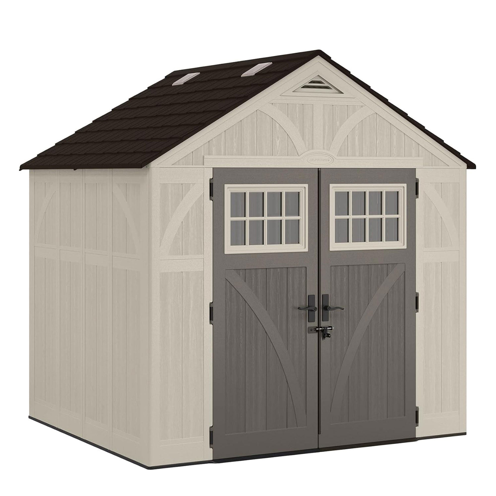 Suncast Tremont 8 ft. x 7 ft. Heavy Duty Resin Storage Shed w/Windows, Vanilla - VMInnovations