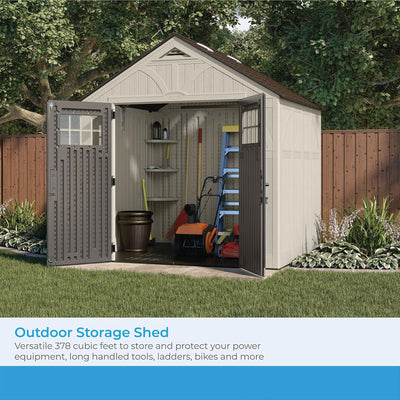 Suncast Tremont 8 ft. x 7 ft. Heavy Duty Resin Storage Shed w/Windows, Vanilla - VMInnovations