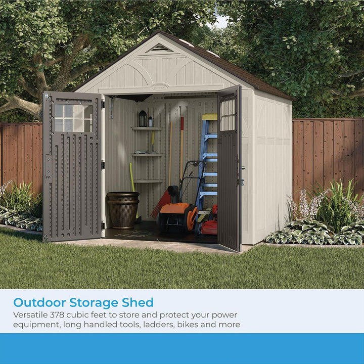 Suncast Tremont 8 ft. x 7 ft. Heavy Duty Resin Storage Shed w/Windows, Vanilla