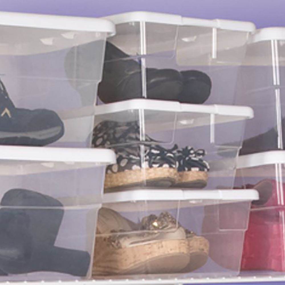 Sterilite 6 Quart Clear Closet Storage Tote Container with White Lid, 72 Pack