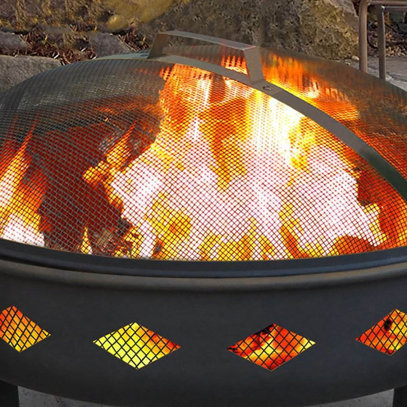Landmann Bromley Diamond Pattern Steel Outdoor Patio Fire Pit, Black | 21860