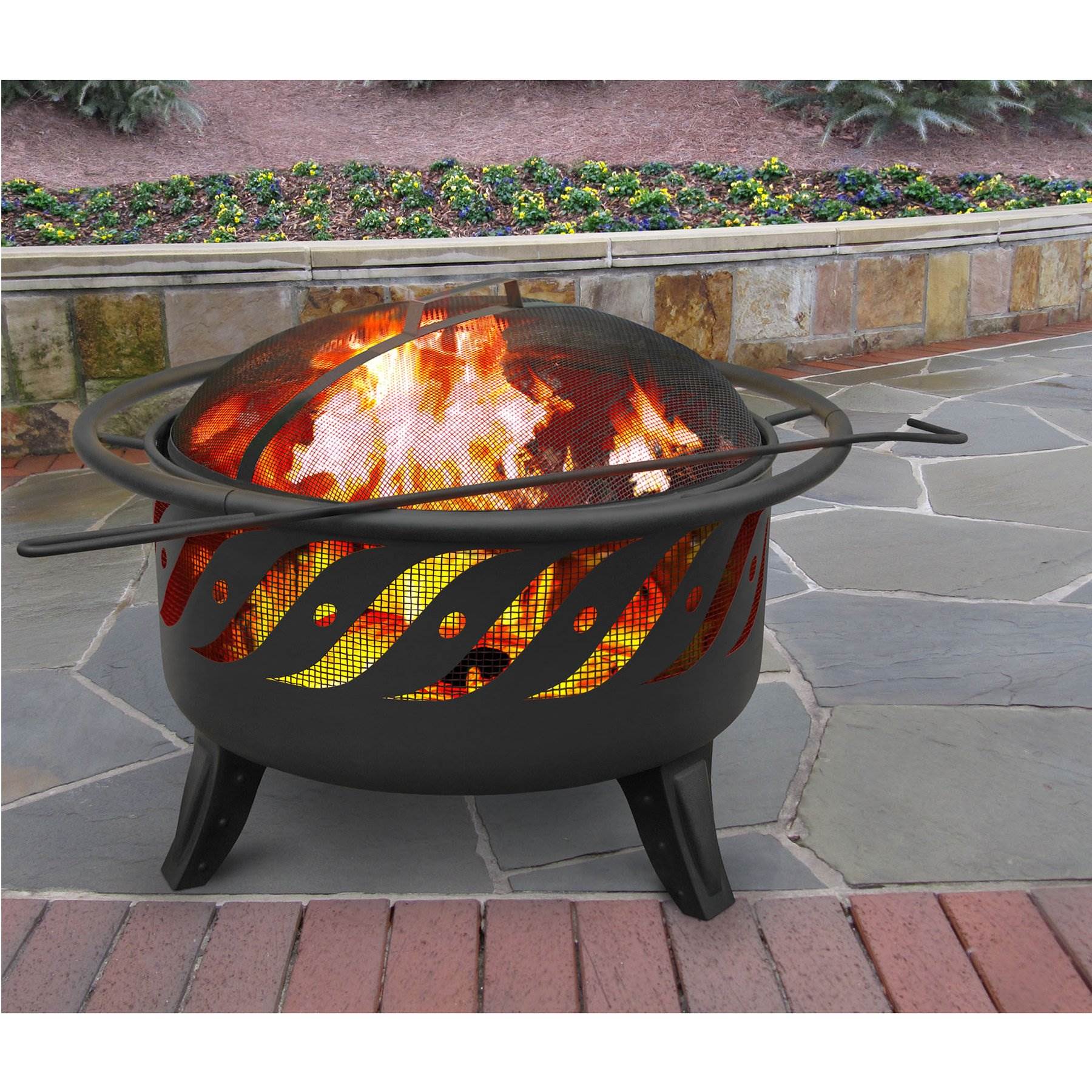 Landmann Fire Wave Pattern Outdoor Patio Fire Pit w/ Cooking Grate (Open Box)