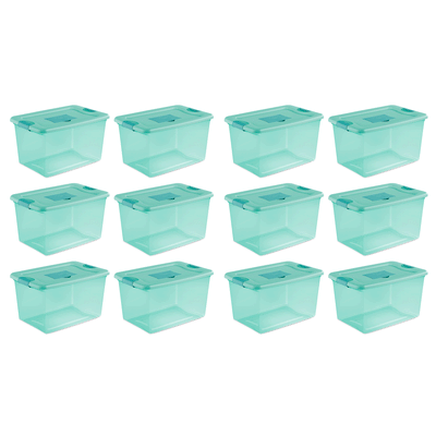 Sterilite 64 Quart Fresh Scent Stackable Plastic Storage Box Container (12 Pack)