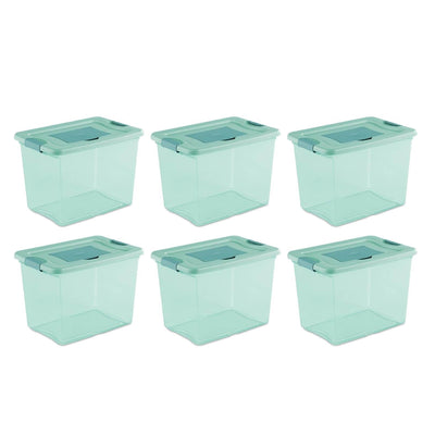 Sterilite 25 Quart Fresh Scent Stackable Storage Box Container (6 Pack), Aqua