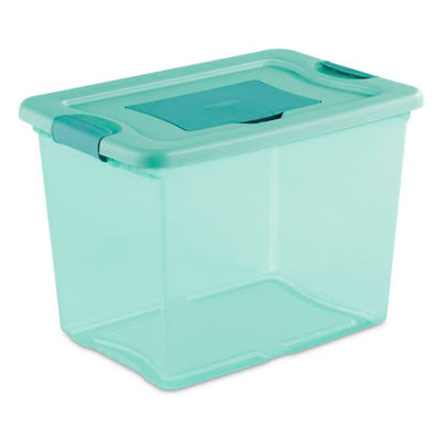 Sterilite 25 Quart Fresh Scent Stackable Storage Box Container (6 Pack), Aqua