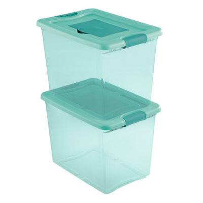 Sterilite 25 Quart Fresh Scent Stackable Storage Box Container (6 Pack), Aqua