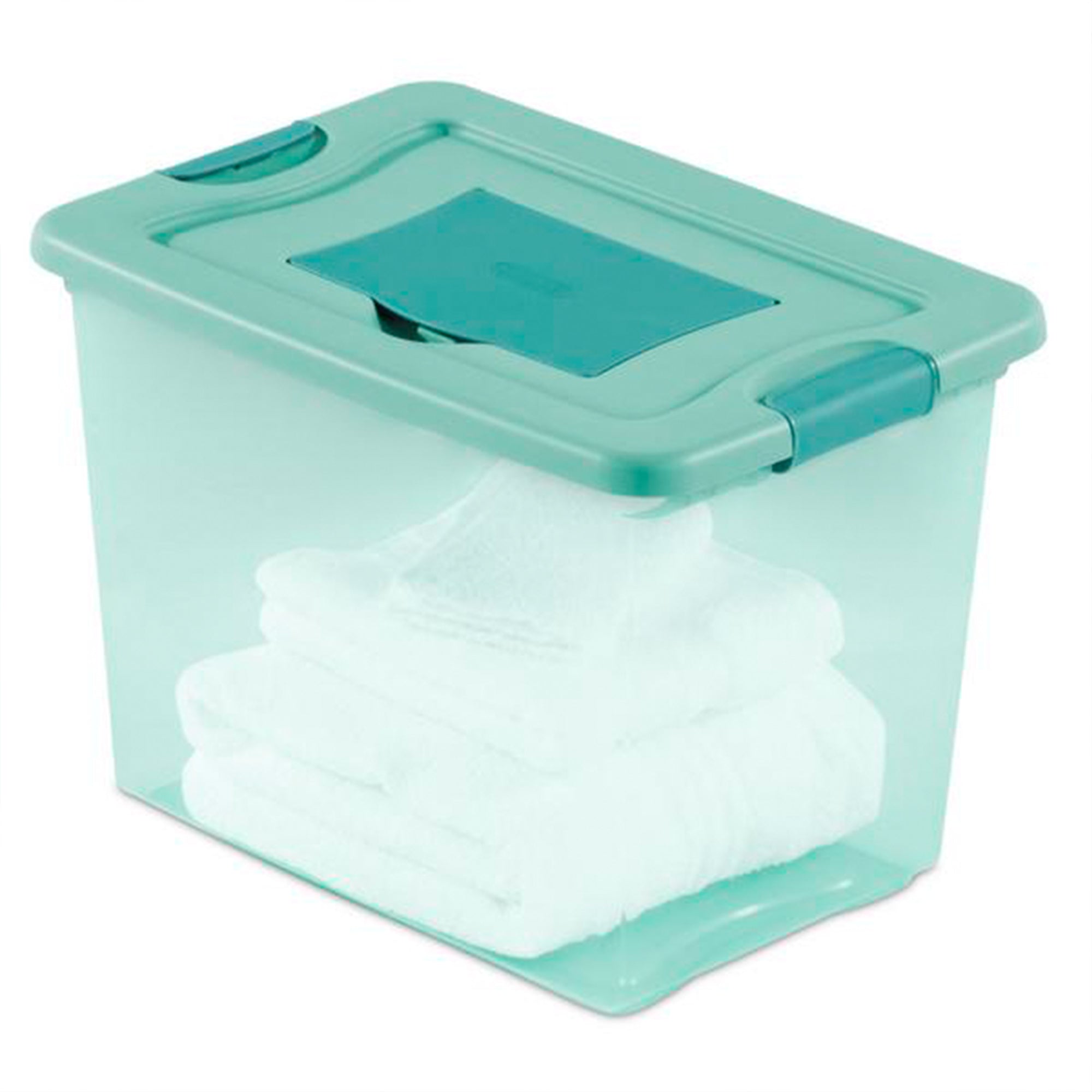 Sterilite 25 Quart Fresh Scent Stackable Storage Box Container (6 Pack), Aqua