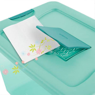 Sterilite 25 Quart Fresh Scent Stackable Storage Box Container (6 Pack), Aqua