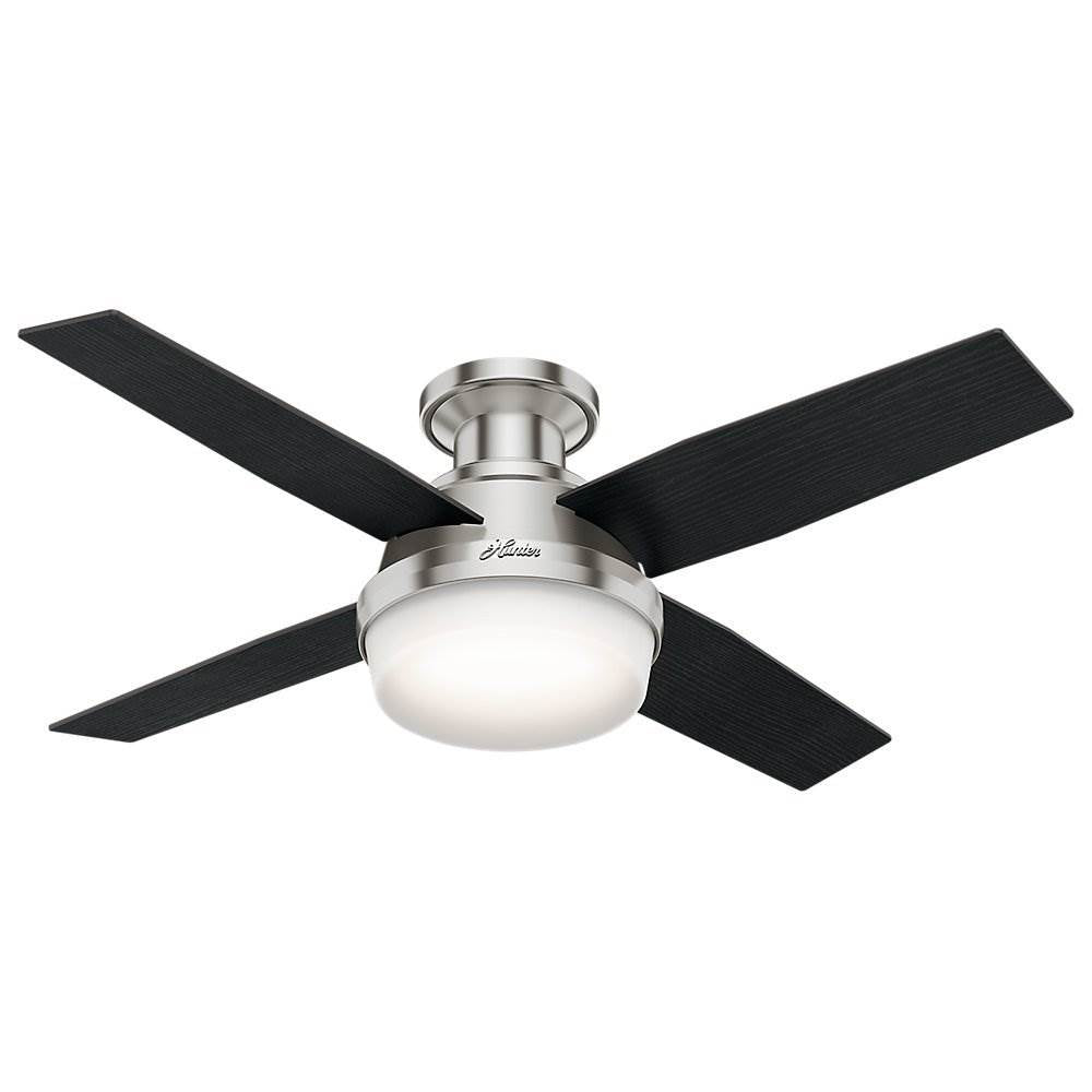 Hunter 44" Dempsey Low Profile Brushed Nickel Ceiling Fan with Light (Open Box)
