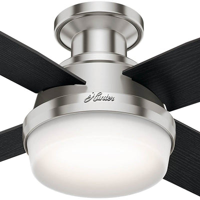Hunter 44" Dempsey Low Profile Brushed Nickel Ceiling Fan with Light (Open Box)