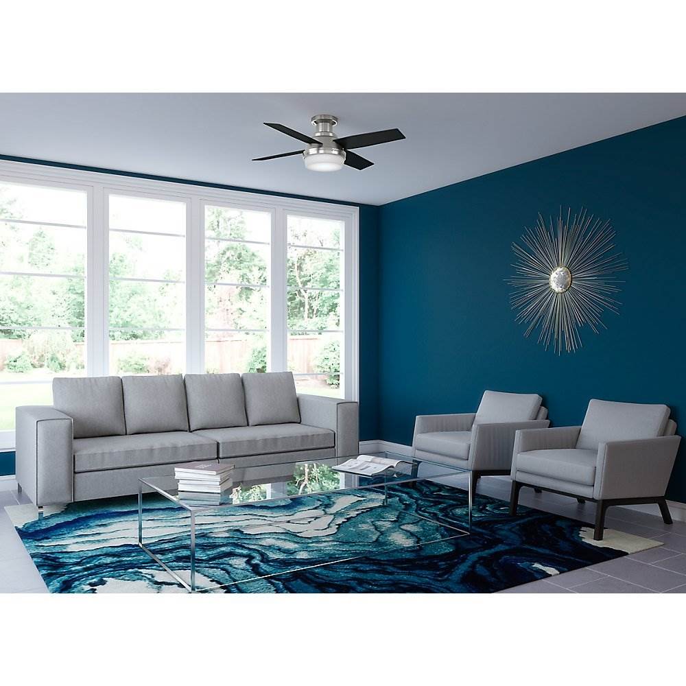 Hunter 44" Dempsey Low Profile Brushed Nickel Ceiling Fan with Light (Open Box)
