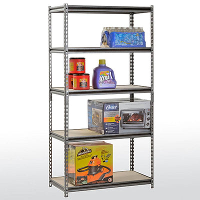 Muscle Rack Adjustable 5-Shelf Z-Beam Steel Storage Rack Shelving Unit, Silver