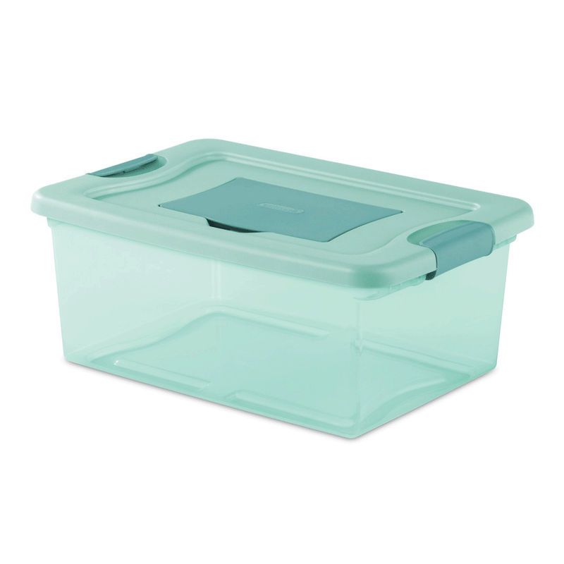 Sterilite 15 Quart Fresh Scent Stackable Storage Box Container (10 Pack), Aqua