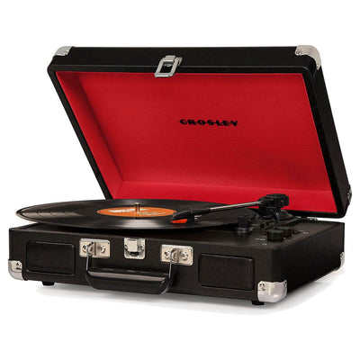 Crosley Cruiser Deluxe Portable 3 Speed Bluetooth Record Player Turntable, Black