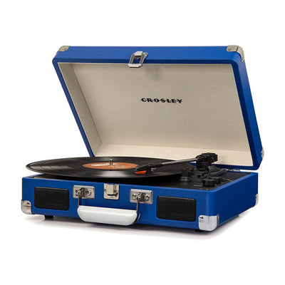 Crosley Cruiser Deluxe Portable 3 Speed Bluetooth Record Player Turntable, Blue