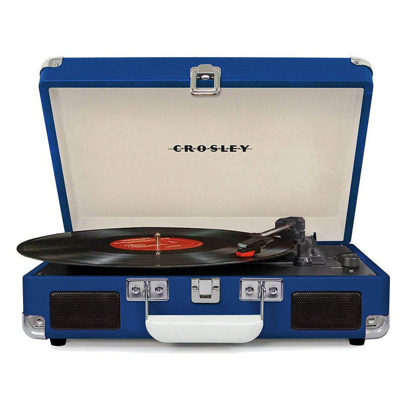 Crosley Cruiser Deluxe Portable 3 Speed Bluetooth Record Player Turntable, Blue
