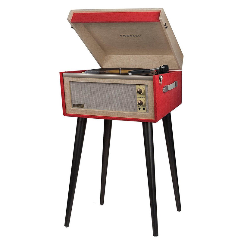 Crosley Dansette Bermuda 2-Speed Freestanding Portable Turntable with Stand, Red