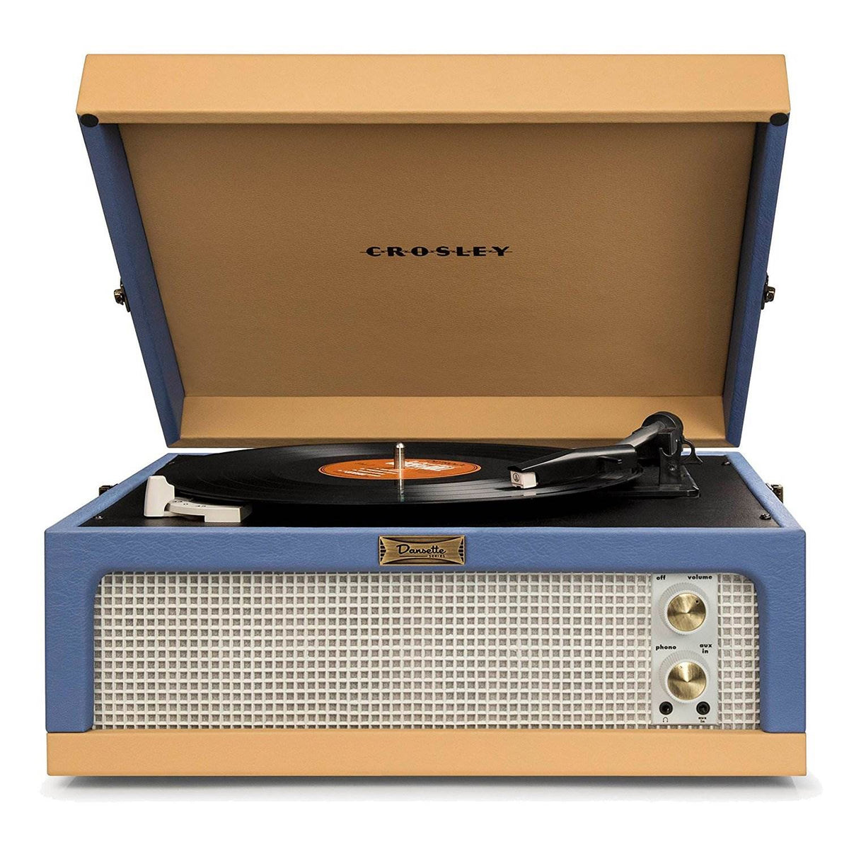 Crosley Dansette Jr Vintage 2-Speed Portable Turntable, Blue & Tan (Open Box)