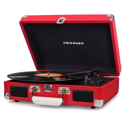 Crosley Cruiser Deluxe Portable 3-Speed Bluetooth Turntable, Red (Open Box)