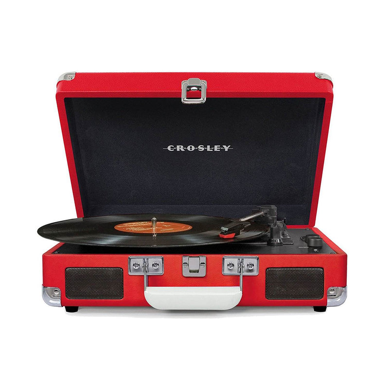 Crosley Cruiser Deluxe Portable 3 Speed Bluetooth Record Player Turntable, Red