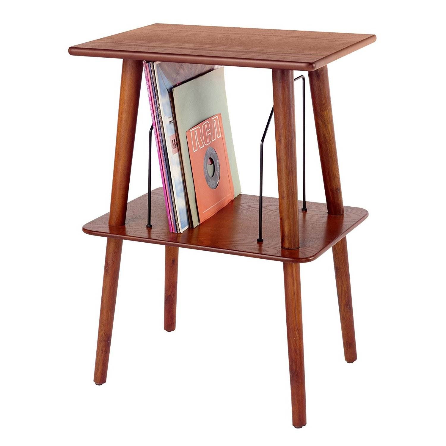 Crosley Manchester Hardwood Veneer Modern Record Player Turntable Stand, Paprika