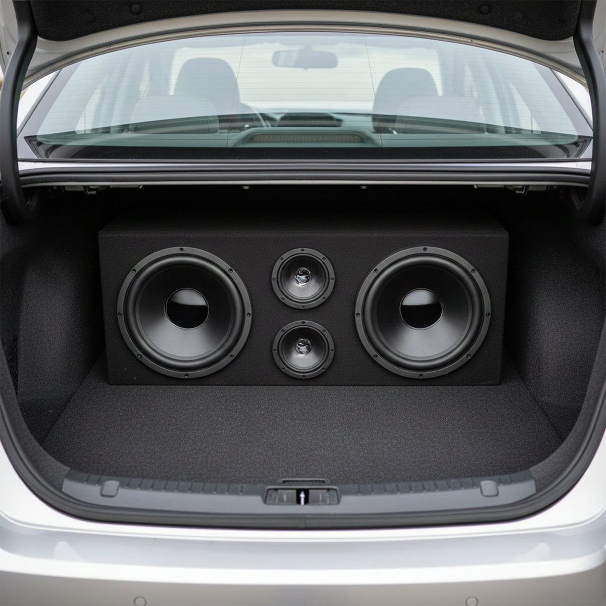 Q Power Car Audio 8" Mid and 3" Tweeter Subwoofer Enclosure Box Chuchero (Used)