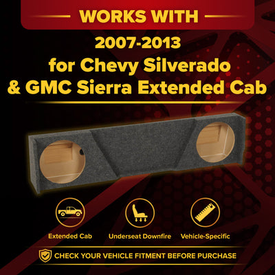 QPower Dual 12" Sub Box for Chevy Silverado XCab and GMC Sierra XCab  (Open Box) - VMInnovations