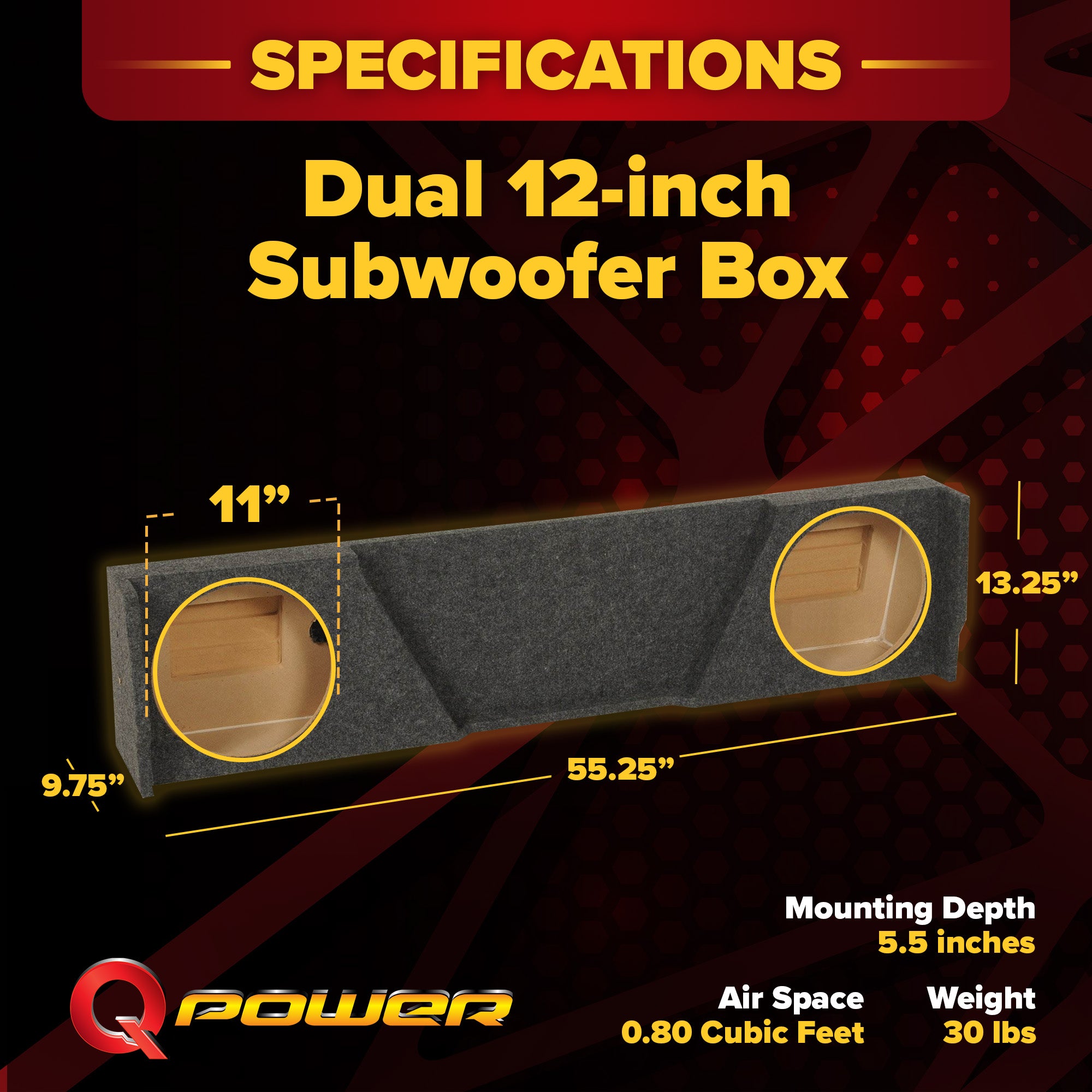 QPower Dual 12" Sub Box for Chevy Silverado XCab and GMC Sierra XCab  (Open Box) - VMInnovations