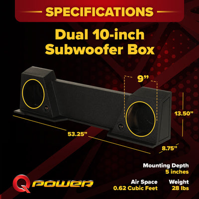 QPower Dual 10" Sub Box for Chevy Silverado XCab and GMC Sierra XCab 2007-2013 - VMInnovations