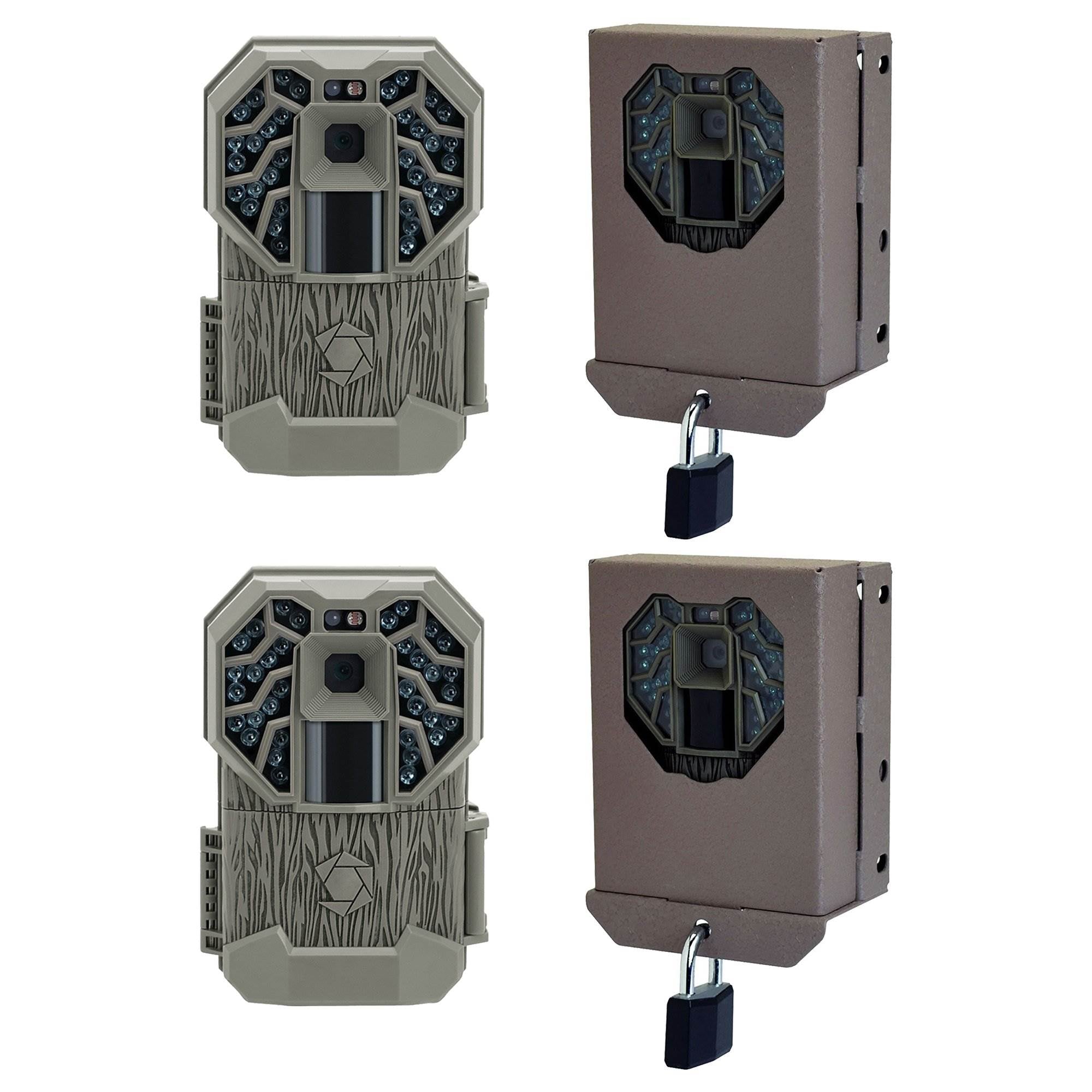 Stealth Cam G34 Pro 12MP Video 80' Scouting Game Camera, 2 Pack + Security Case